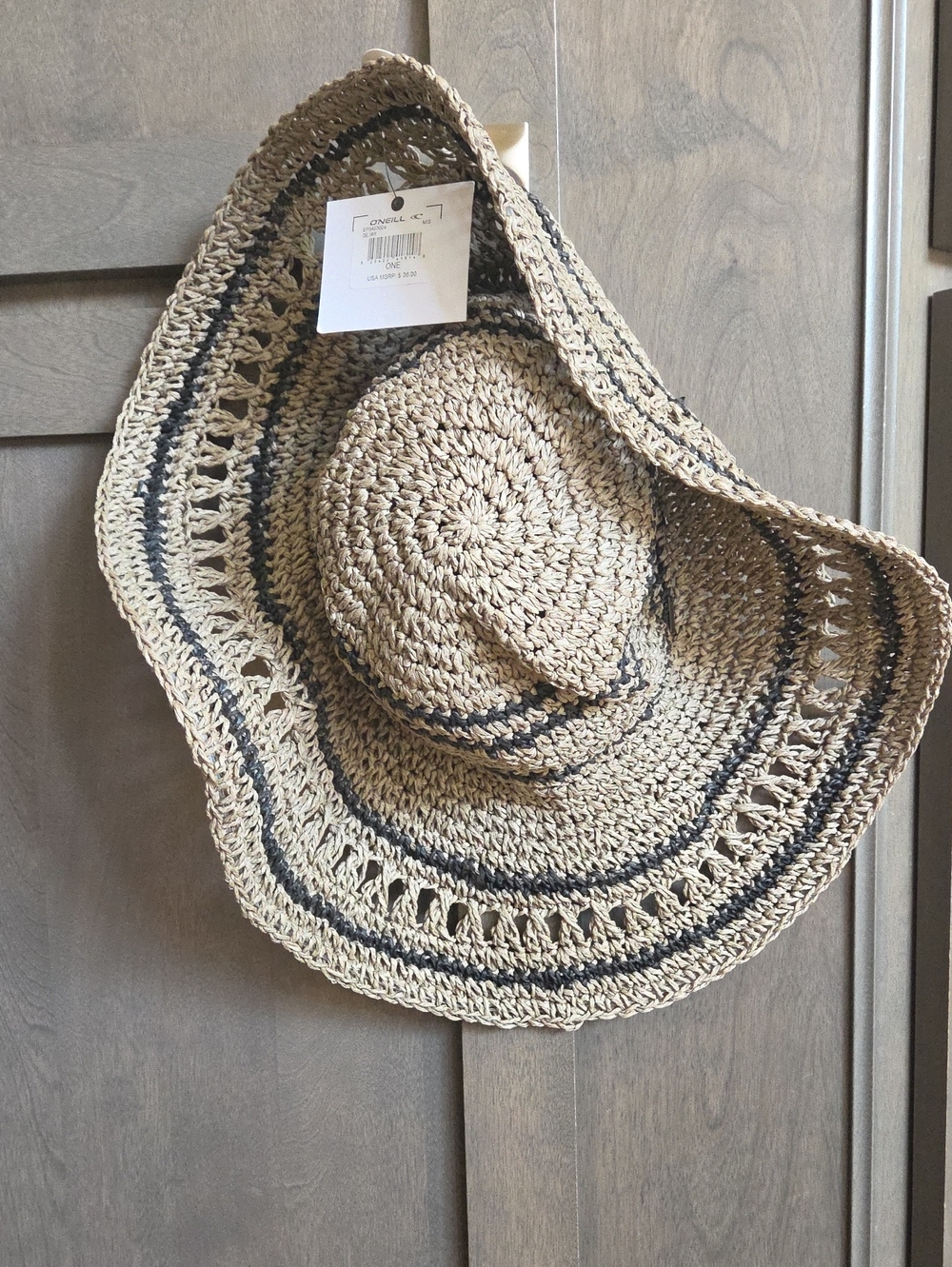 O'Neill Del Mar Woven Sun Hat in Natural and Black